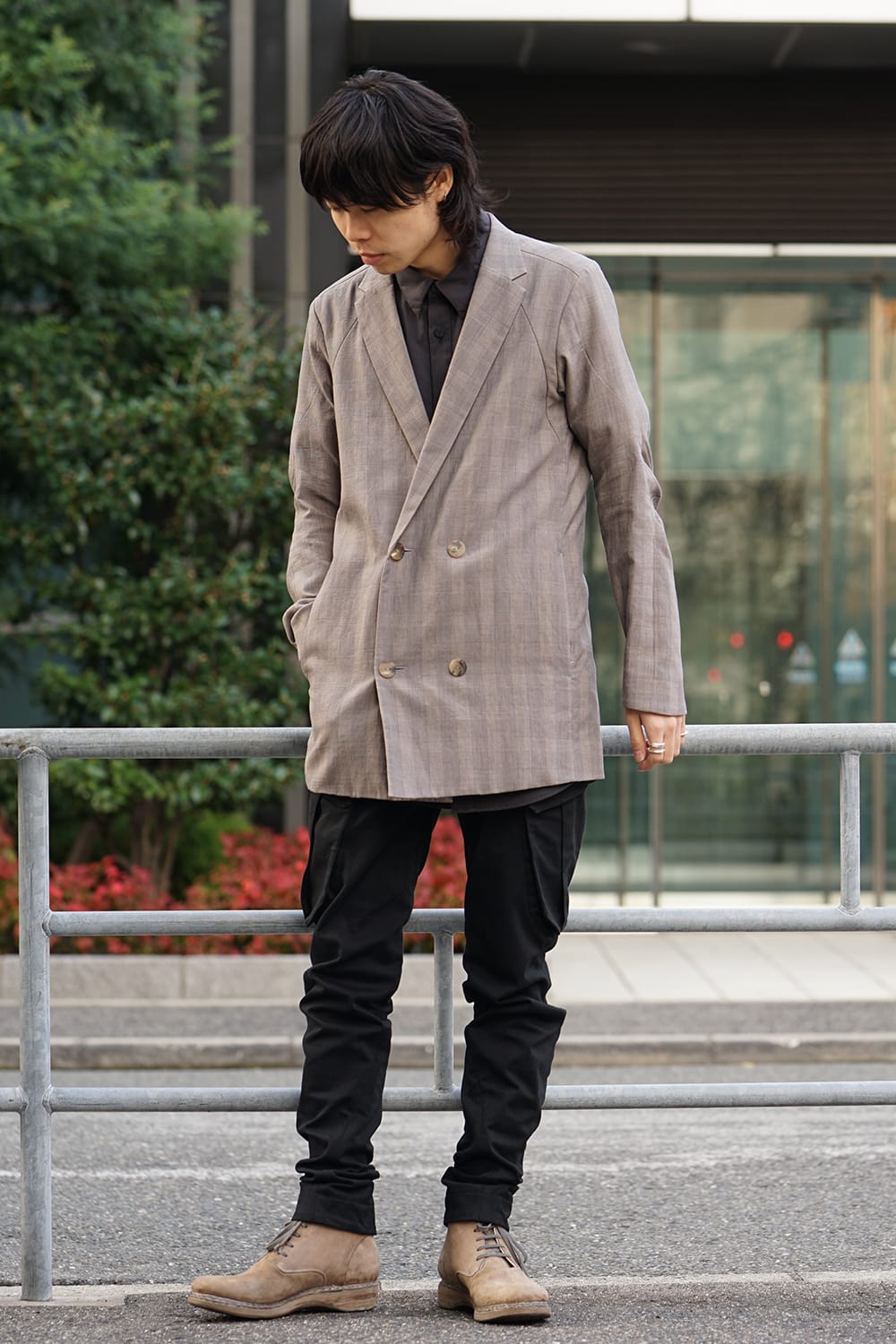 Double breasted jacket cotton glen check