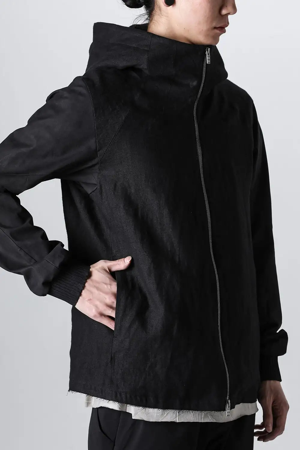 Hooded jacket soft nubuck cow leather