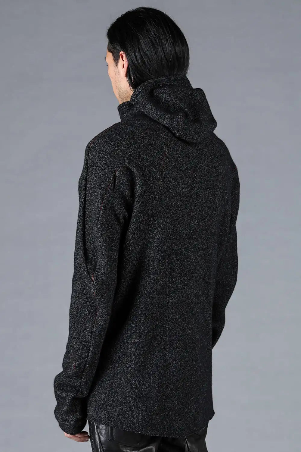 Wool Cotton Knit Balaclava Long Sleeve T-Shirt Charcoal