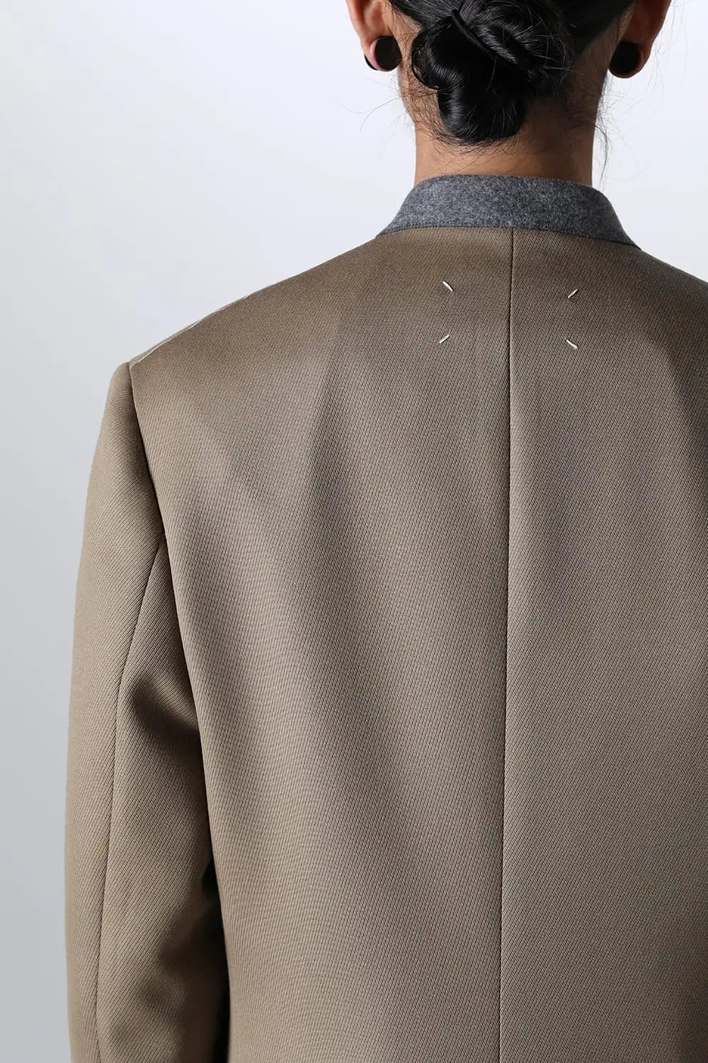 ノーカラーチェスターコートウールキャバリー