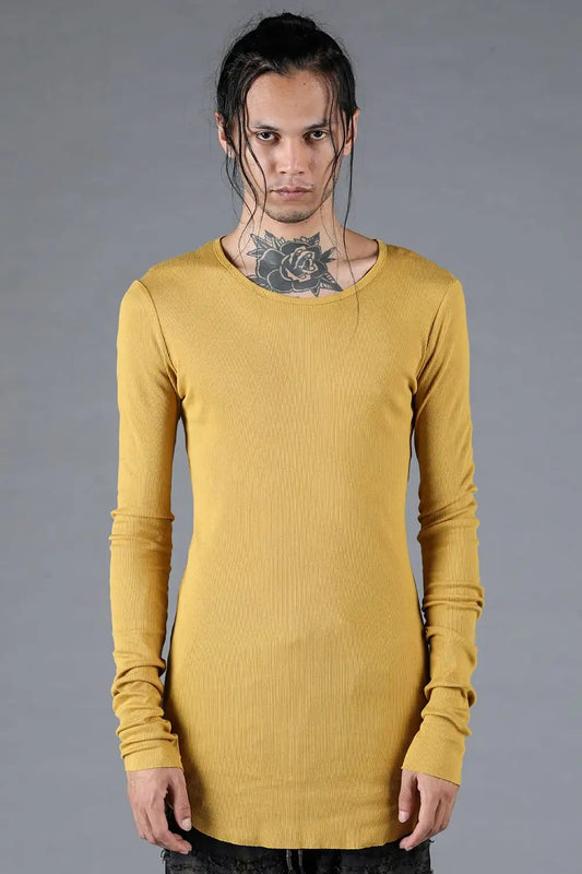 Modal x Cotton Rib Long Sleeve T-Shirt Mustard