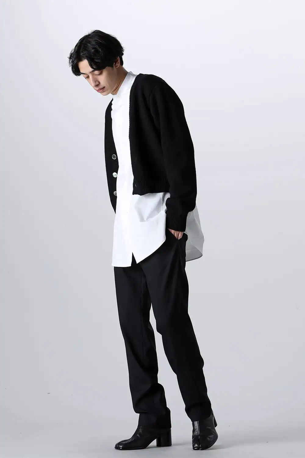 shetland wool cropped cardigan Black