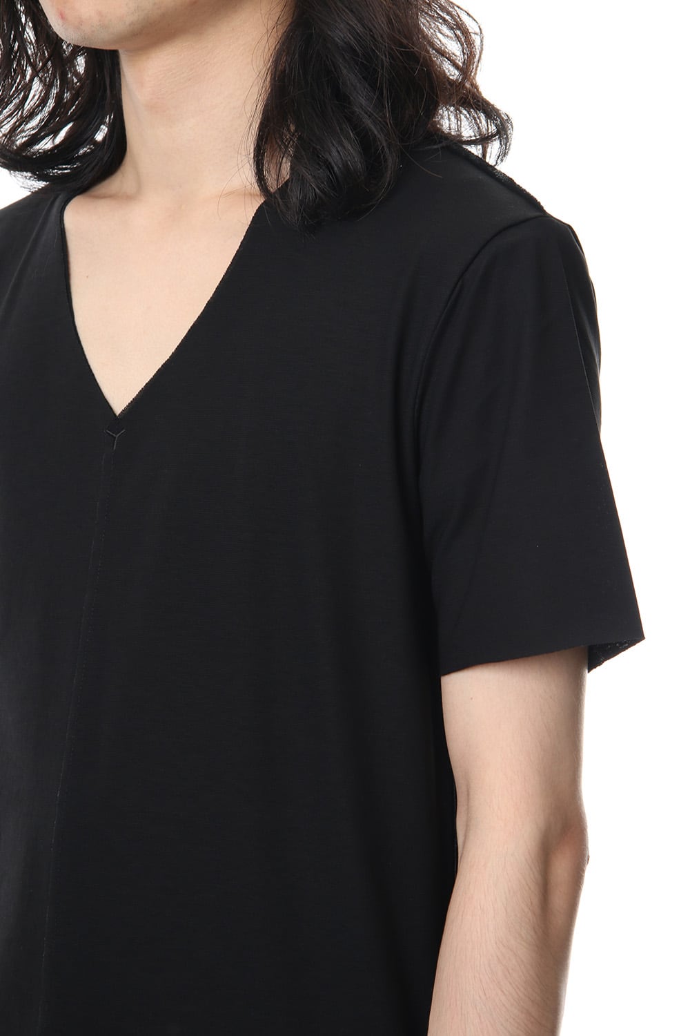 Layered Cutsew V-neck - Black
