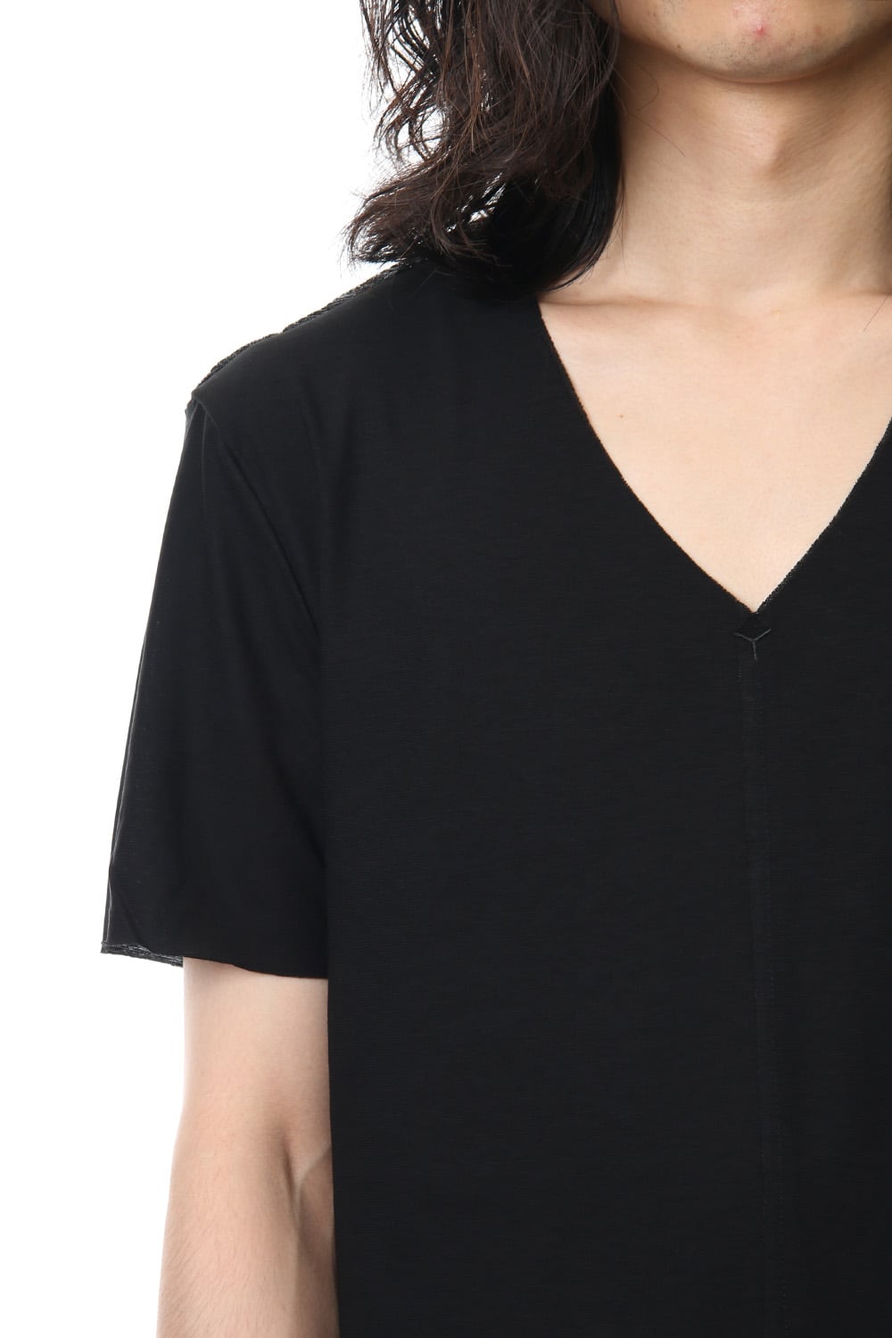 Layered Cutsew V-neck - Black