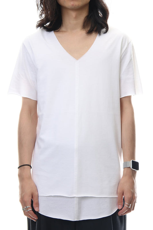 Layered Cutsew V-neck - White