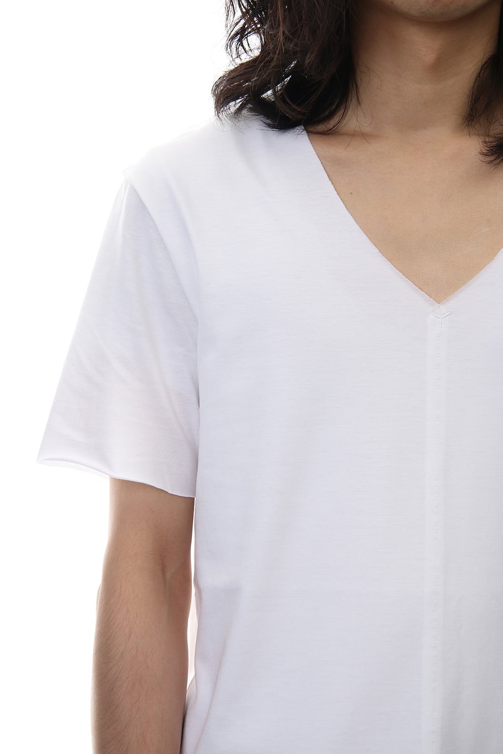 Layered Cutsew V-neck - White