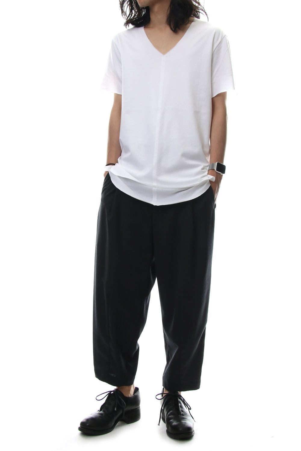 Layered Cutsew V-neck - White