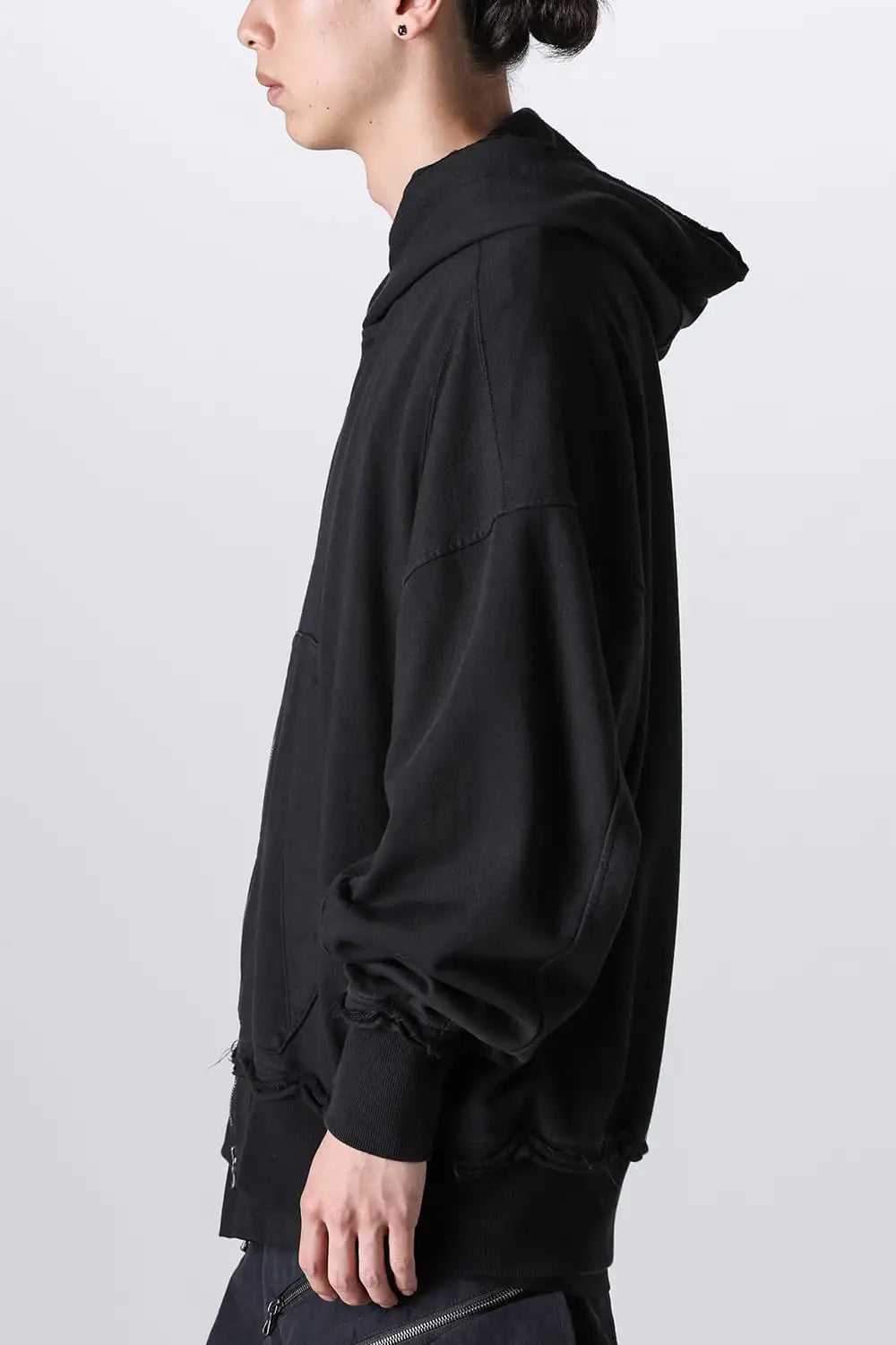 Cotton Sweat Zip Up Hoodie Black