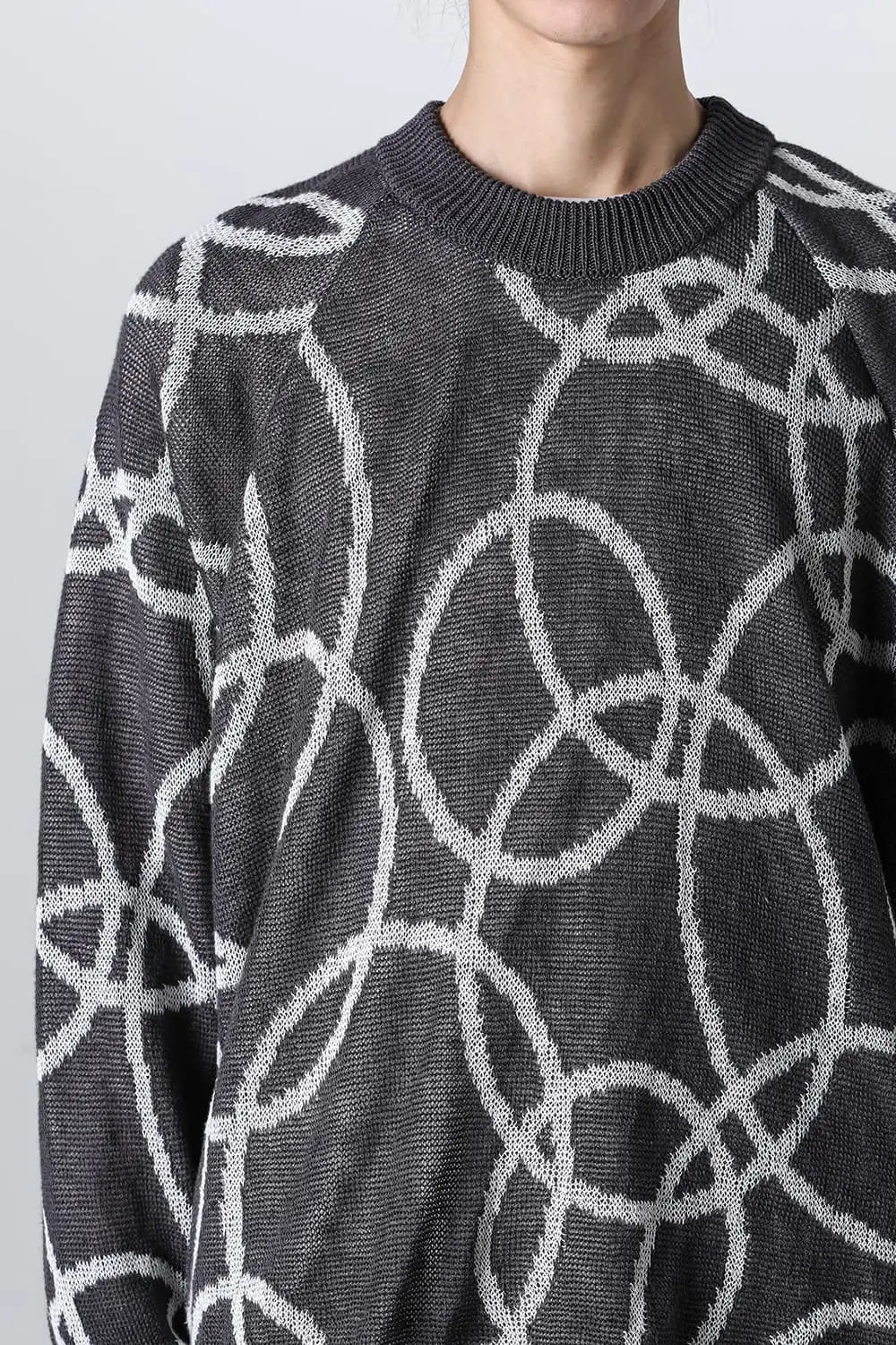 KNITTED CREW NECK Hemp yarn 7gg DK GREY