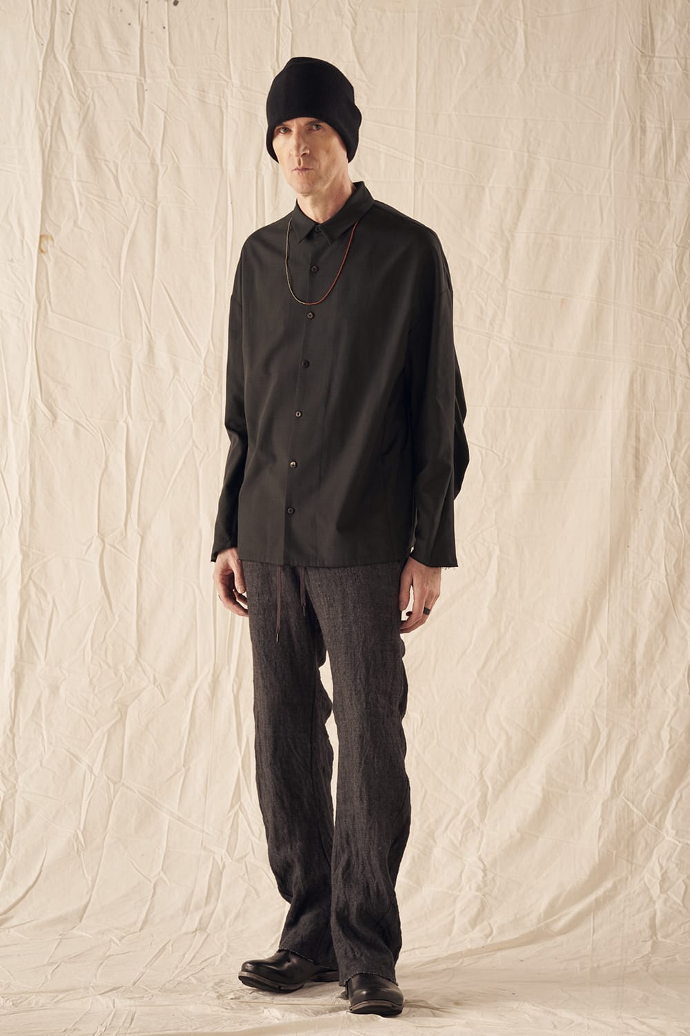 シャツ ルーズフィット サンドブラスト シルク コットン