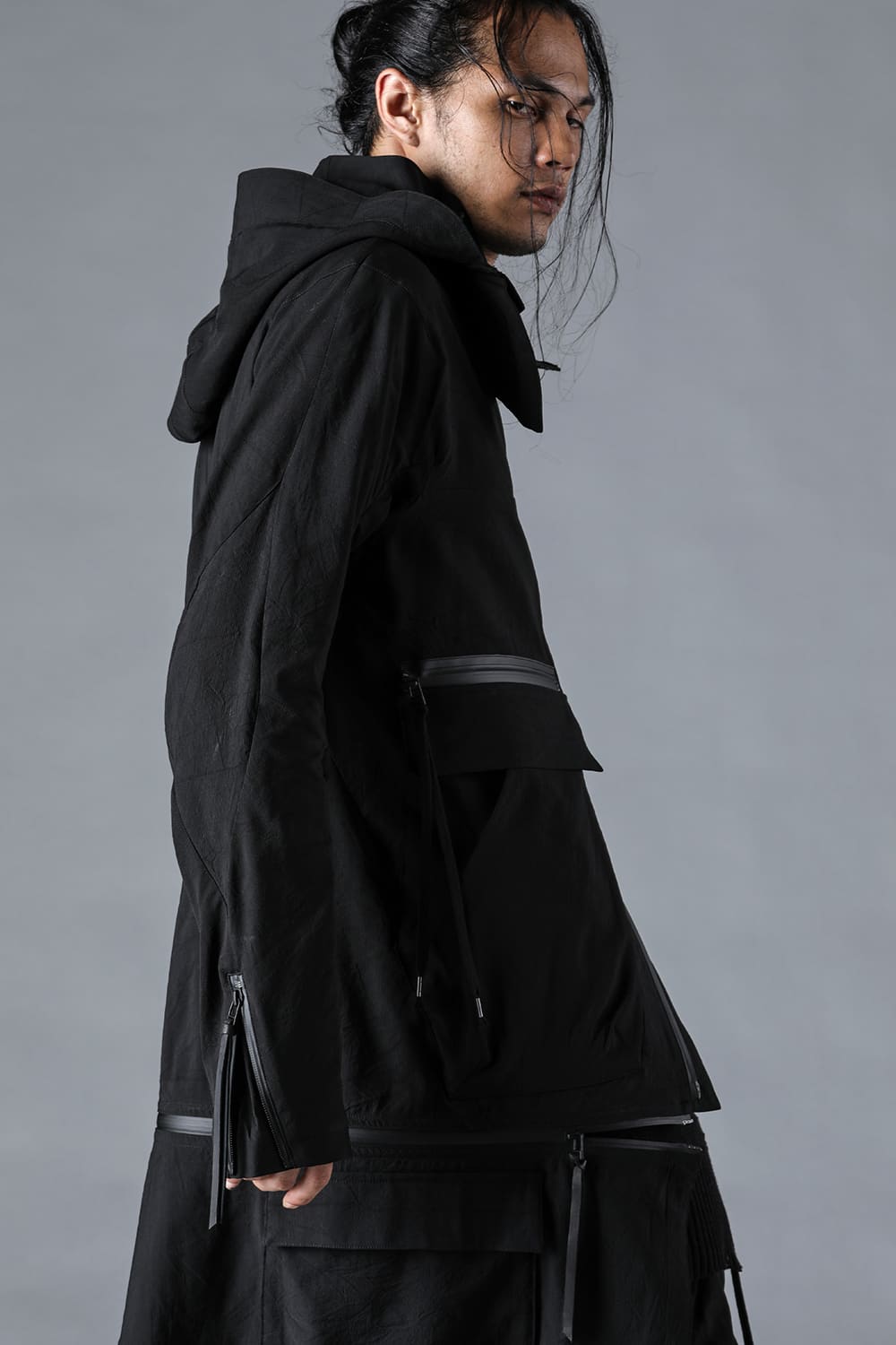 Salt-Shrunk Washed Dobby Border Military Coat