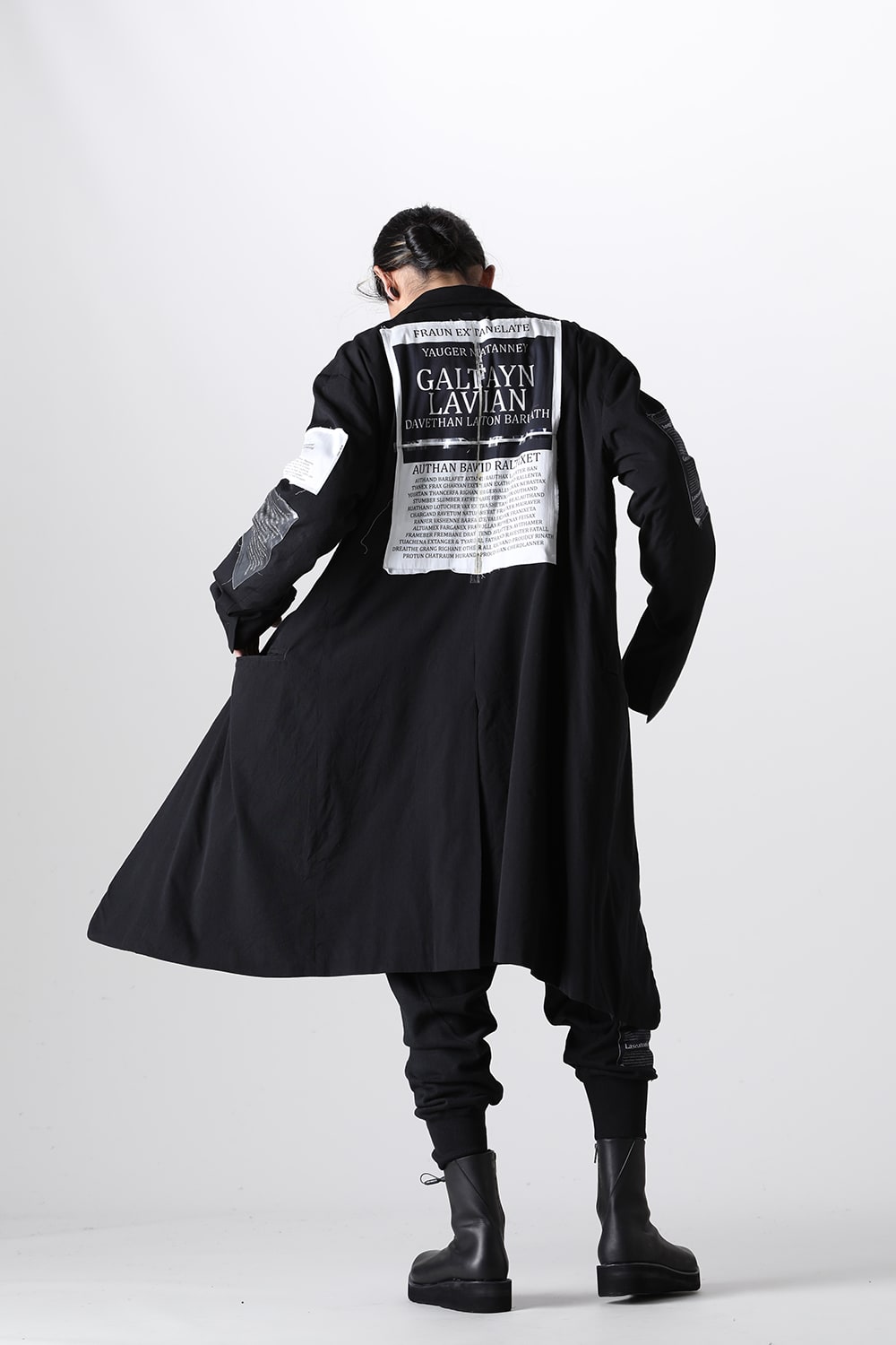 Oversized Long Jacket w/Printed Patches