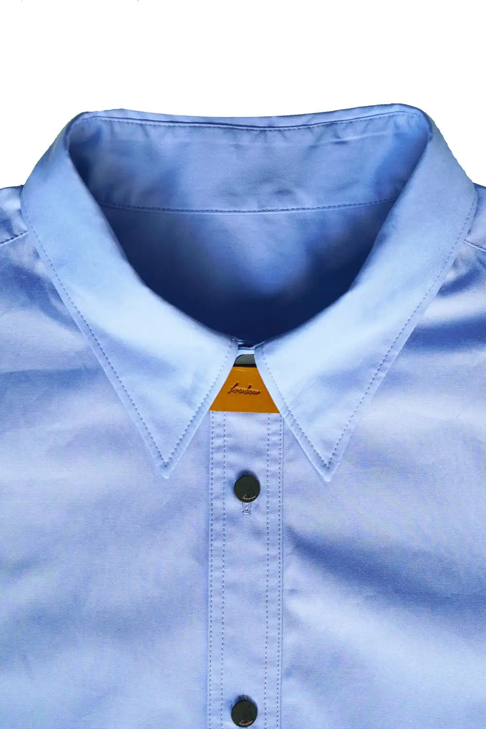 フロントパネルシャツウィズレザータブ Sax