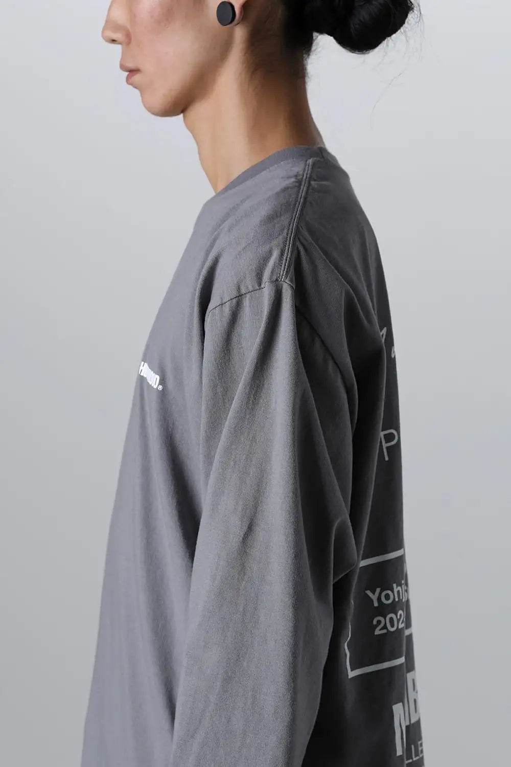 NEIGHBORHOOD × Yohji Yamamoto Print Long Sleeve T-Shirt Gray