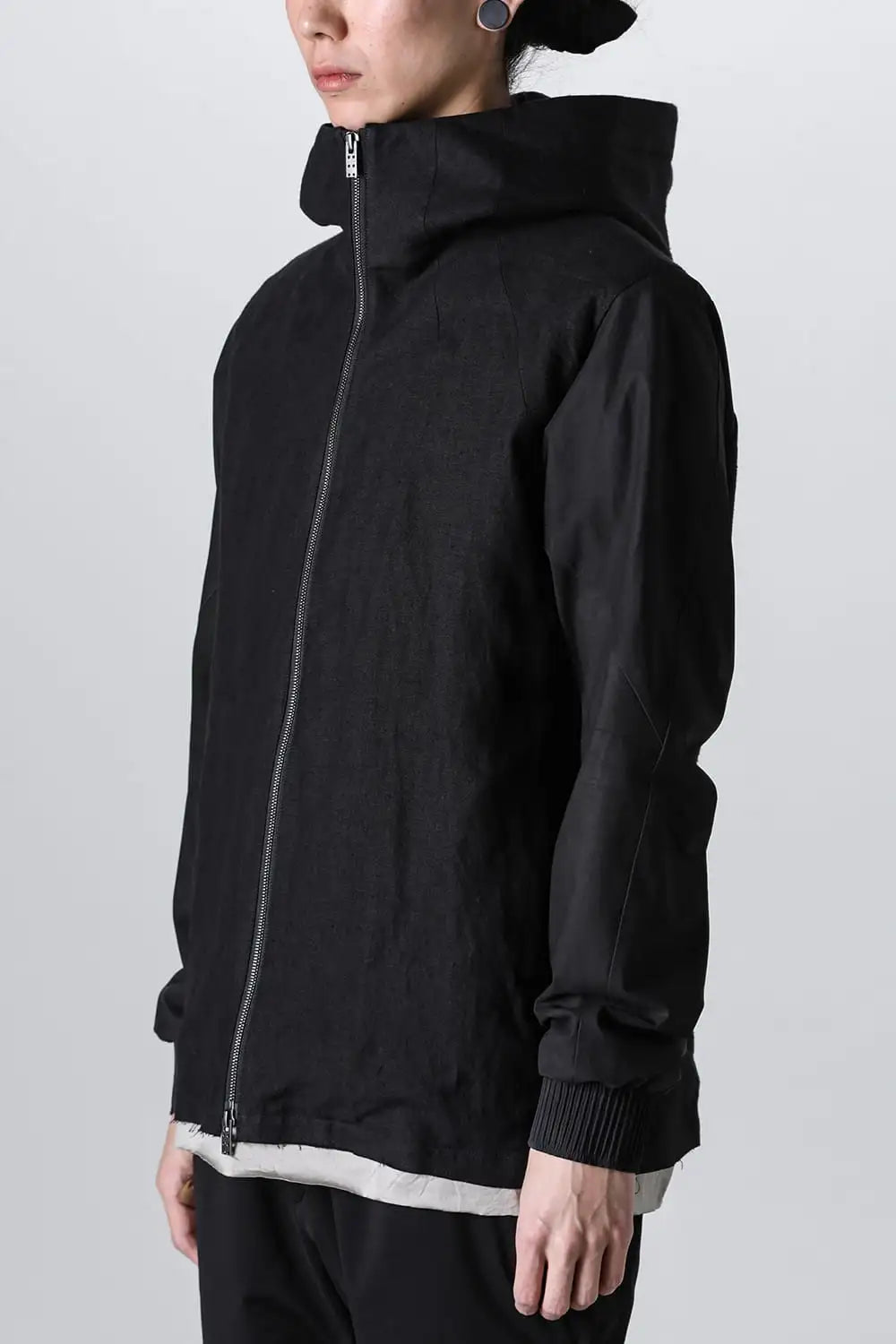 Hooded jacket soft nubuck cow leather