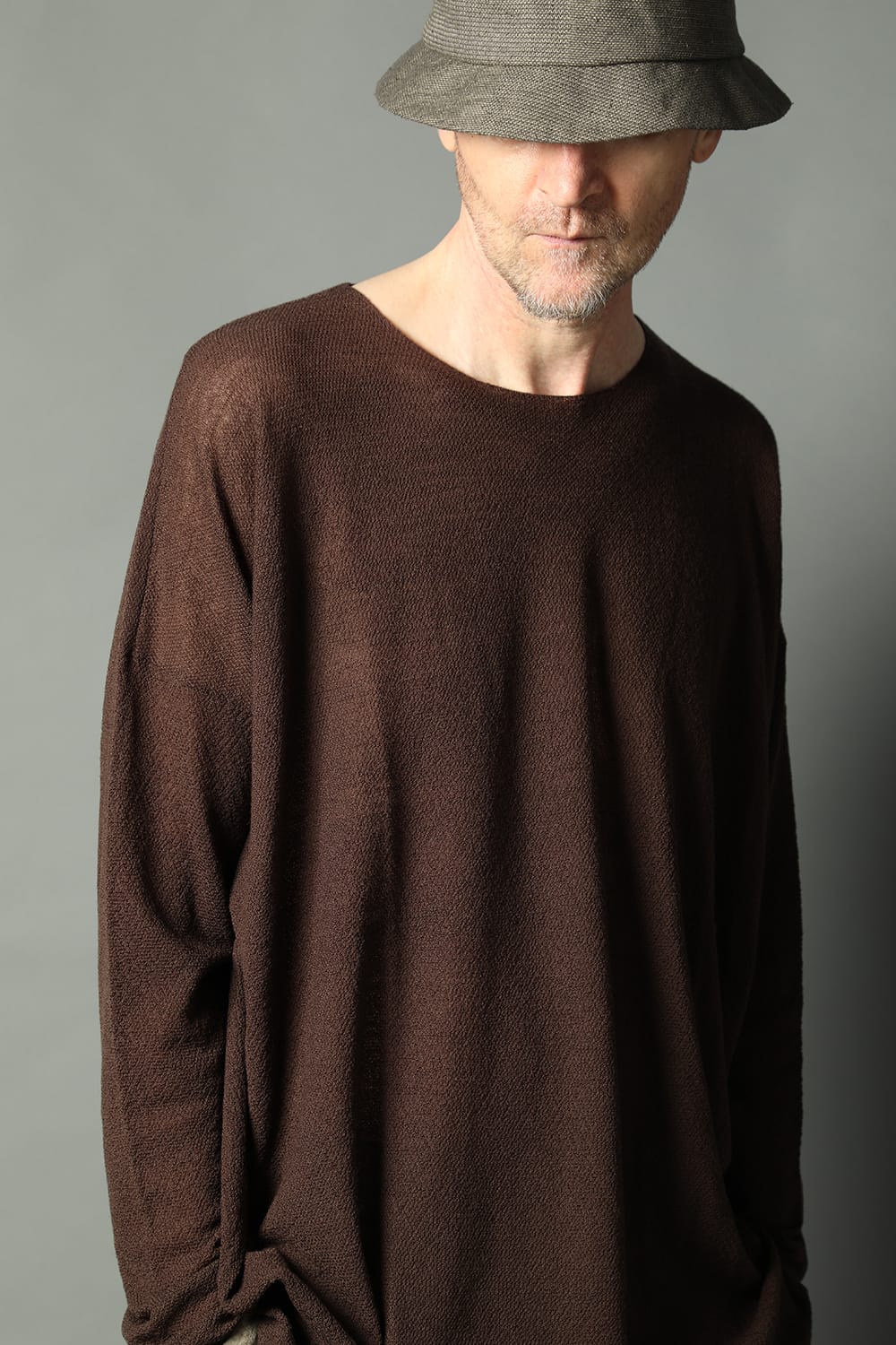 ルーズフィット ロングスリーブ メリノウール  ダークブラウン