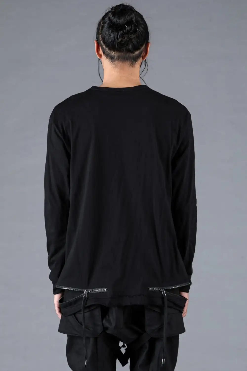 30/- Soft Cotton Jersey Zip Open Long Sleeve T-Shirt Black