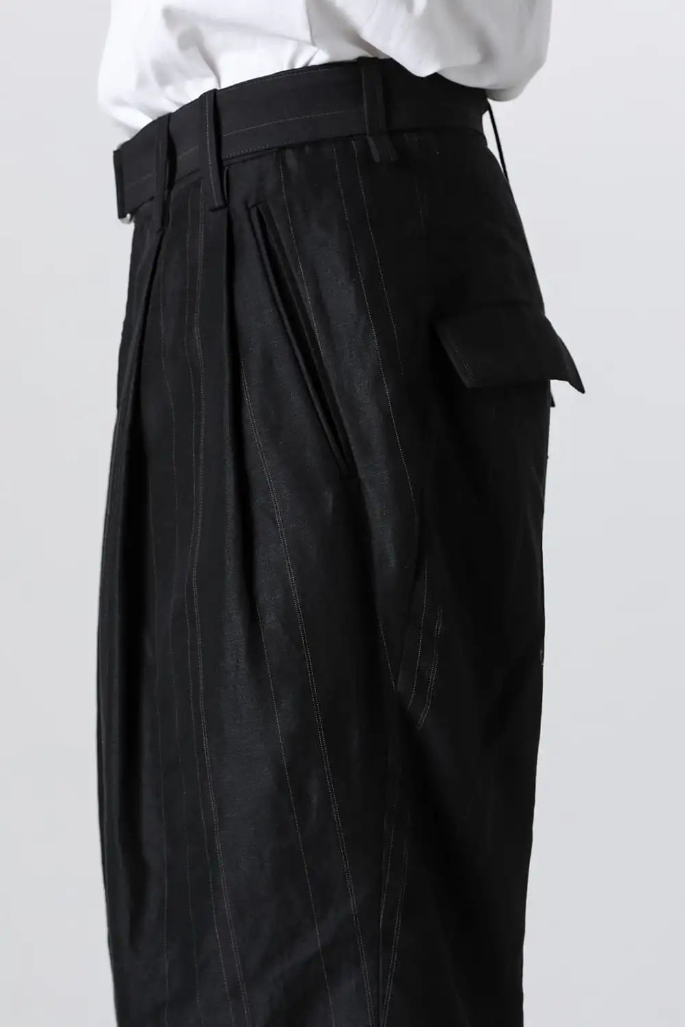 Cuffs baggy pant cotton / linen stripe