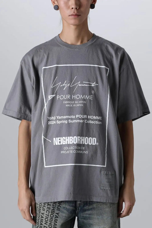 NEIGHBORHOOD x Yohji Yamamoto Print Short Sleeve T-Shirt Gray
