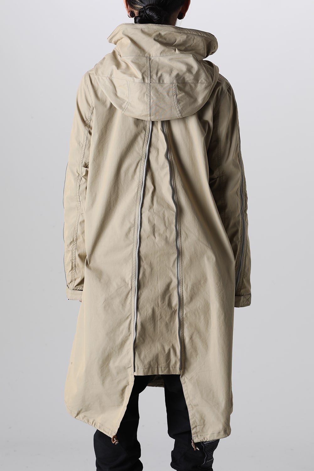 Multi Zip Military Hoodie Coat - Without Patches Beige