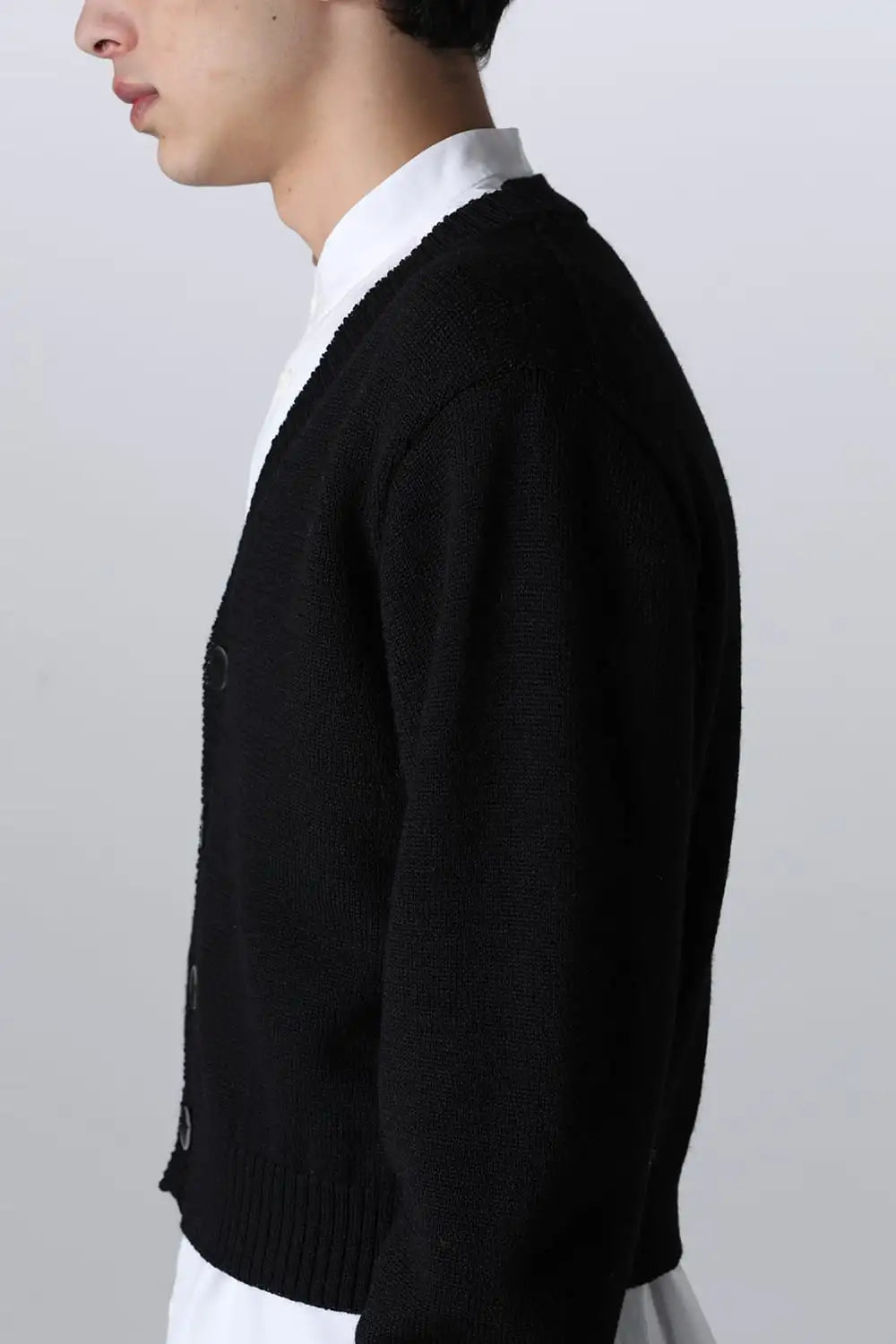 shetland wool cropped cardigan Black