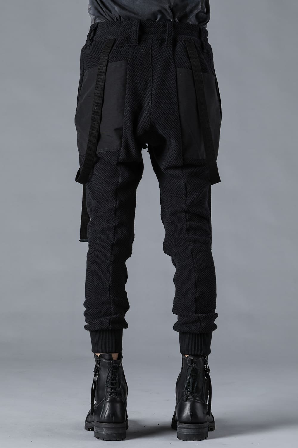 Honeycomb Cotton Jersey Suspender Drop-Crotch Jogger Pants
