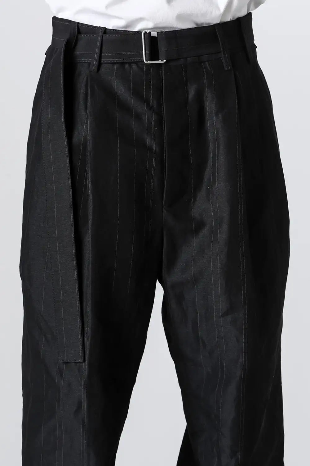 Cuffs baggy pant cotton / linen stripe