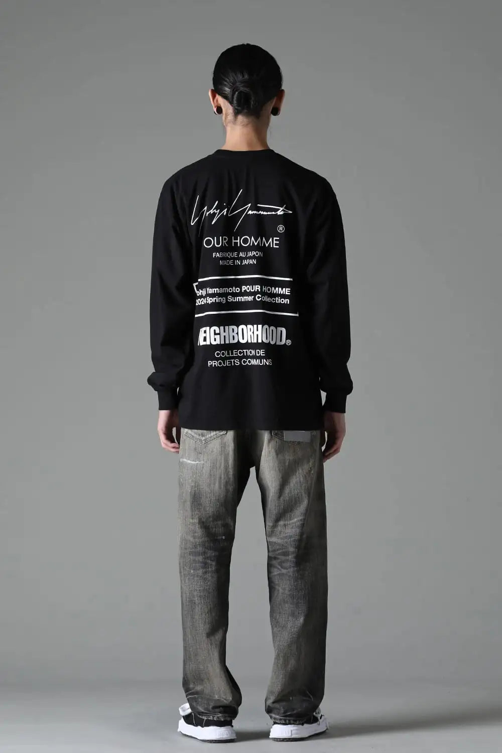 NEIGHBORHOOD x Yohji Yamamoto Print Long Sleeve T-Shirt Black