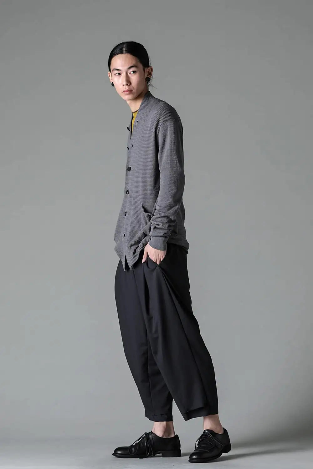 Knit cardigan cotton / linen / silk Gray