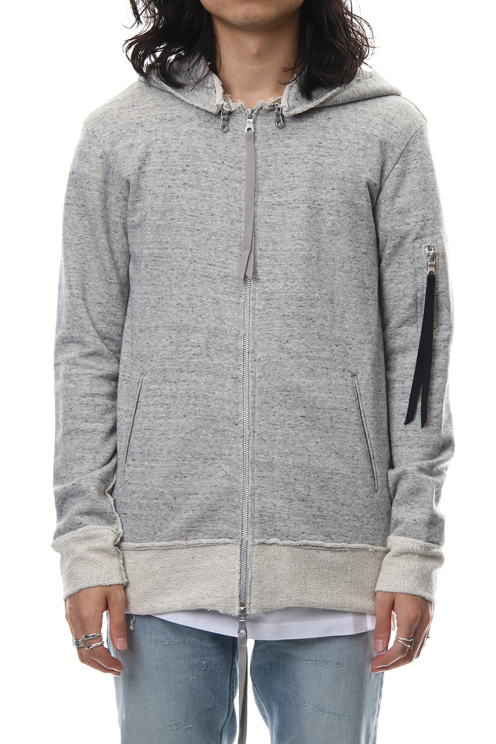 Removable hoodie blouson - Snow Gray
