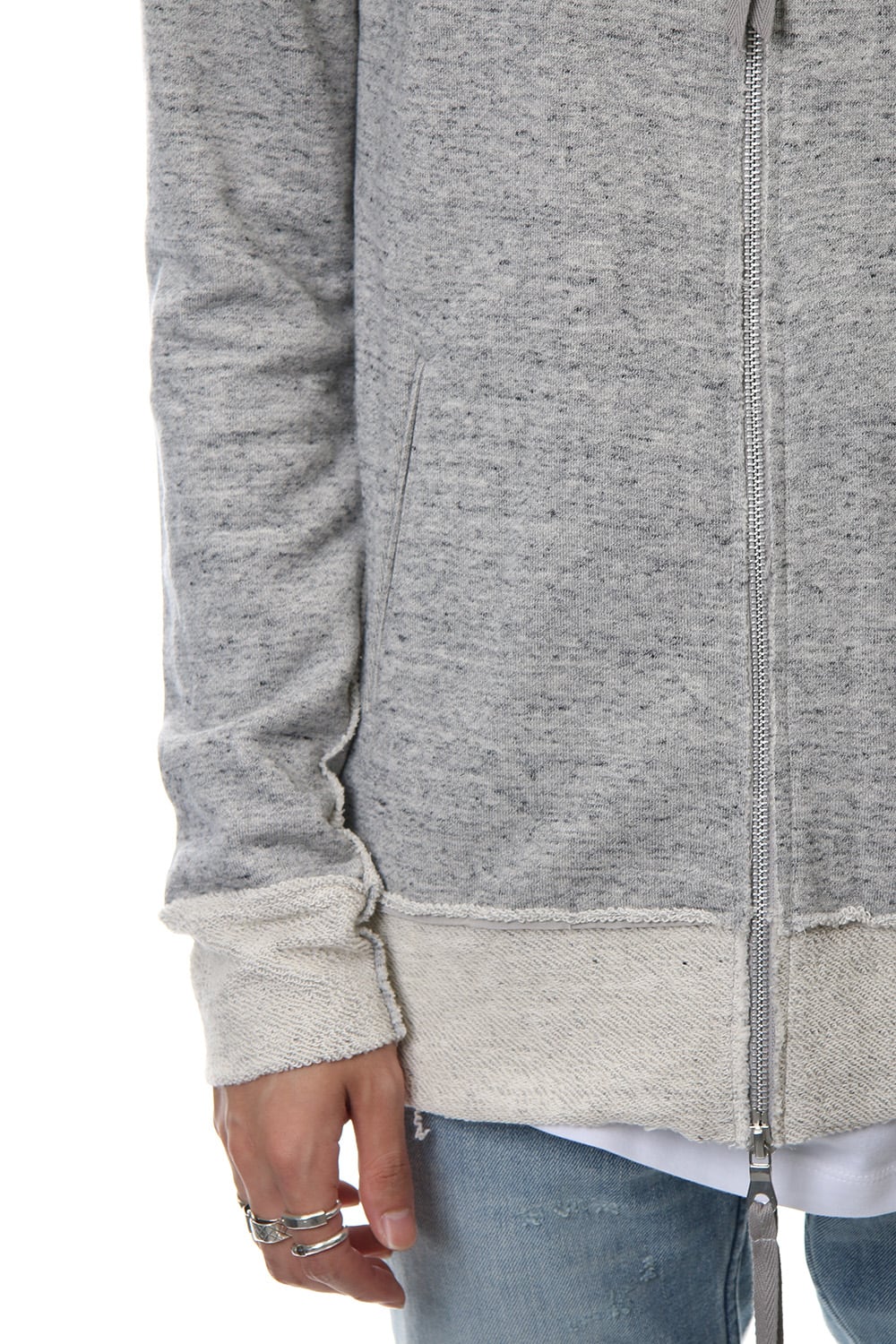 Removable hoodie blouson - Snow Gray