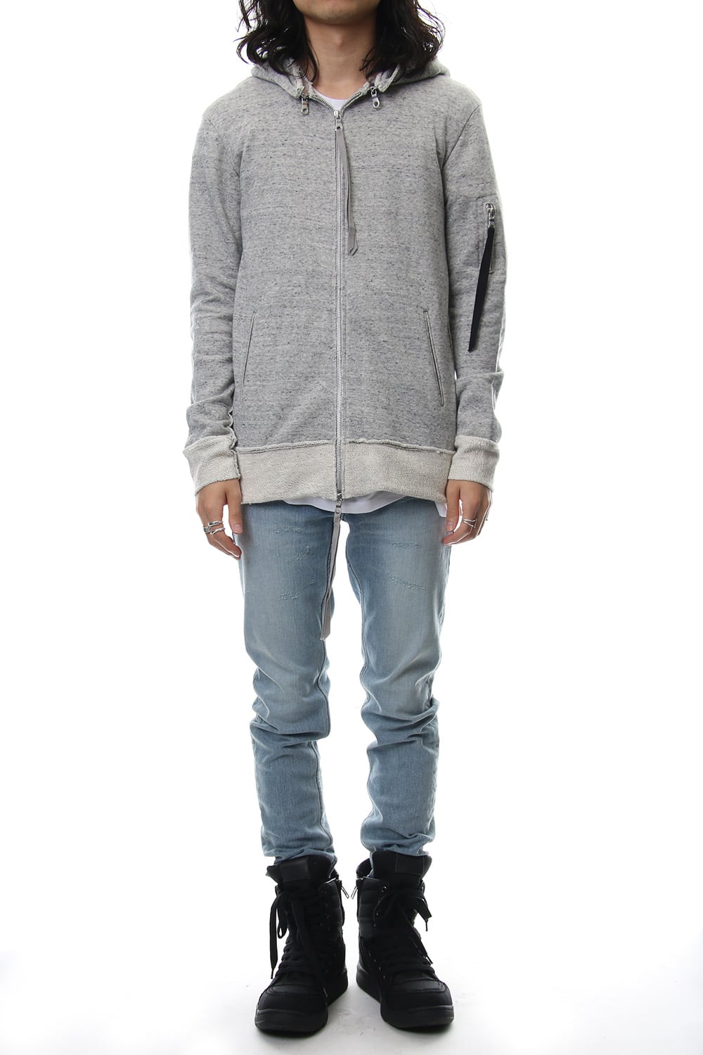 Removable hoodie blouson - Snow Gray
