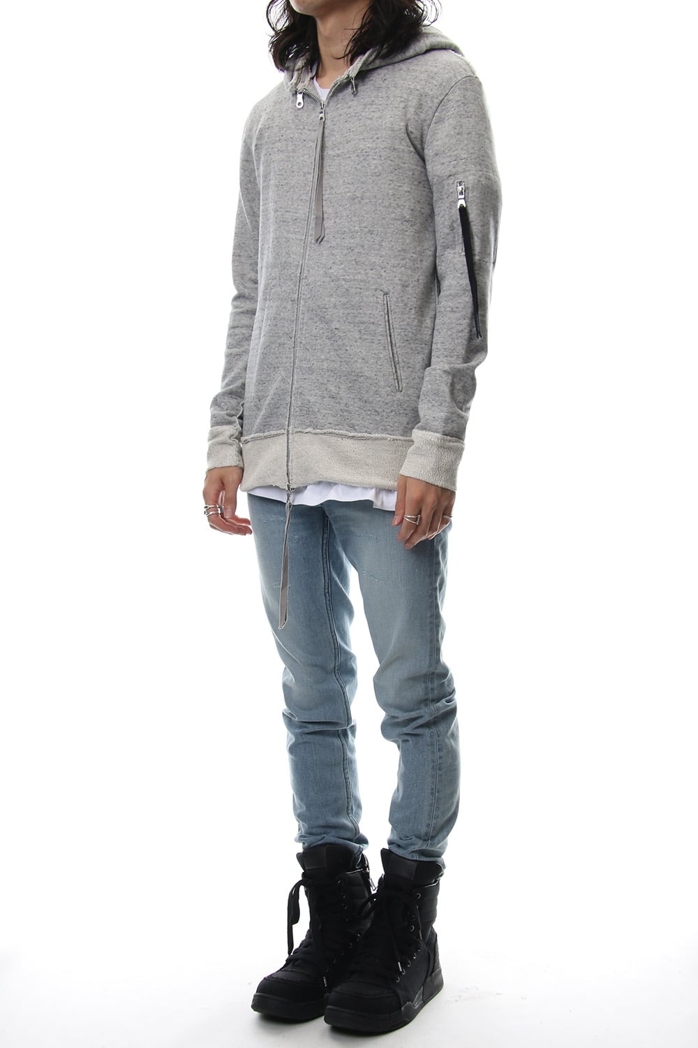 Removable hoodie blouson - Snow Gray
