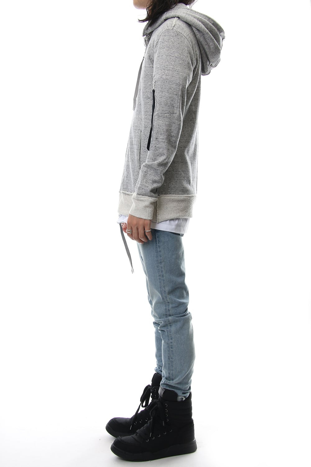Removable hoodie blouson - Snow Gray