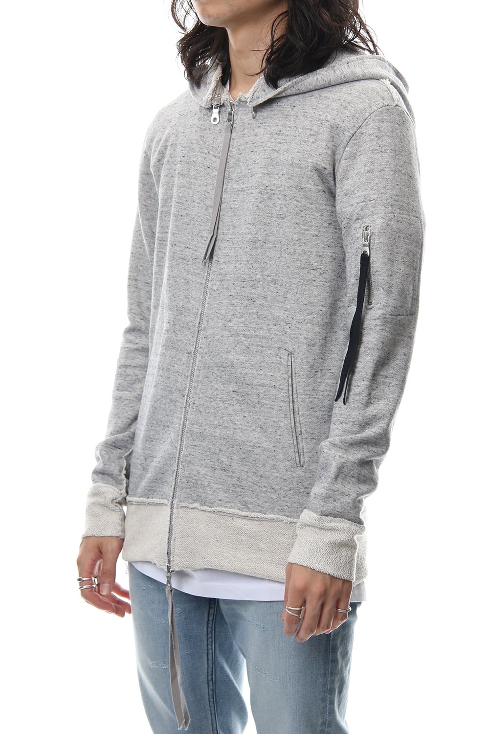 Removable hoodie blouson - Snow Gray