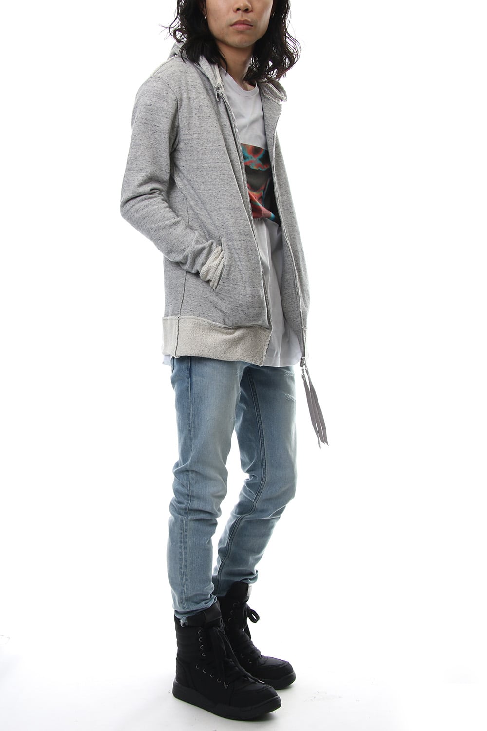 Removable hoodie blouson - Snow Gray