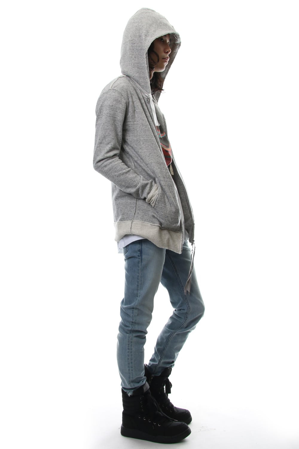 Removable hoodie blouson - Snow Gray