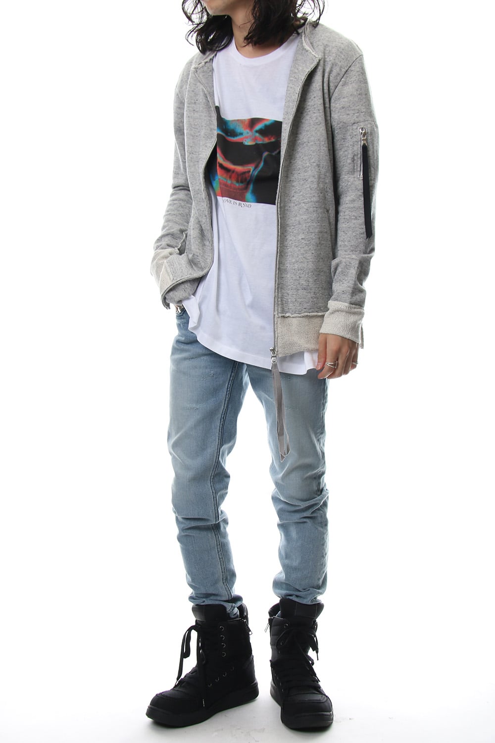 Removable hoodie blouson - Snow Gray
