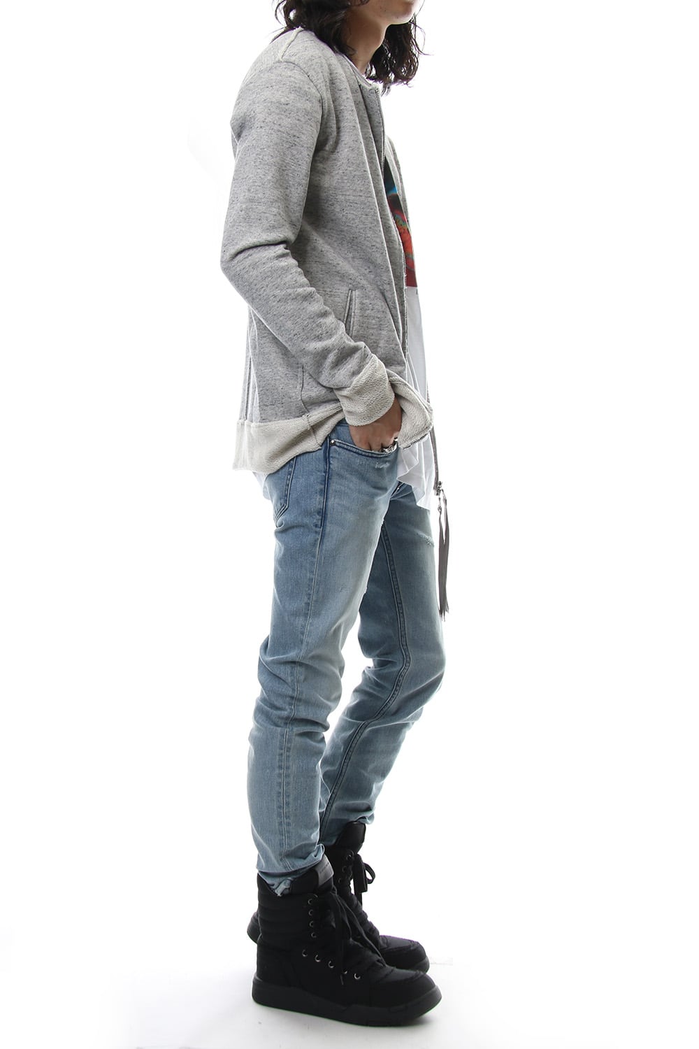 Removable hoodie blouson - Snow Gray