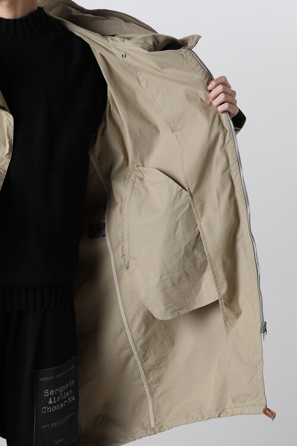 Multi Zip Military Hoodie Coat - Without Patches Beige