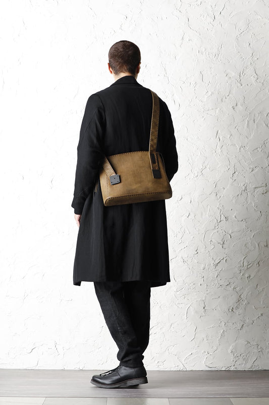 Hand made Messenger Bag Cow Leather Dark Olive