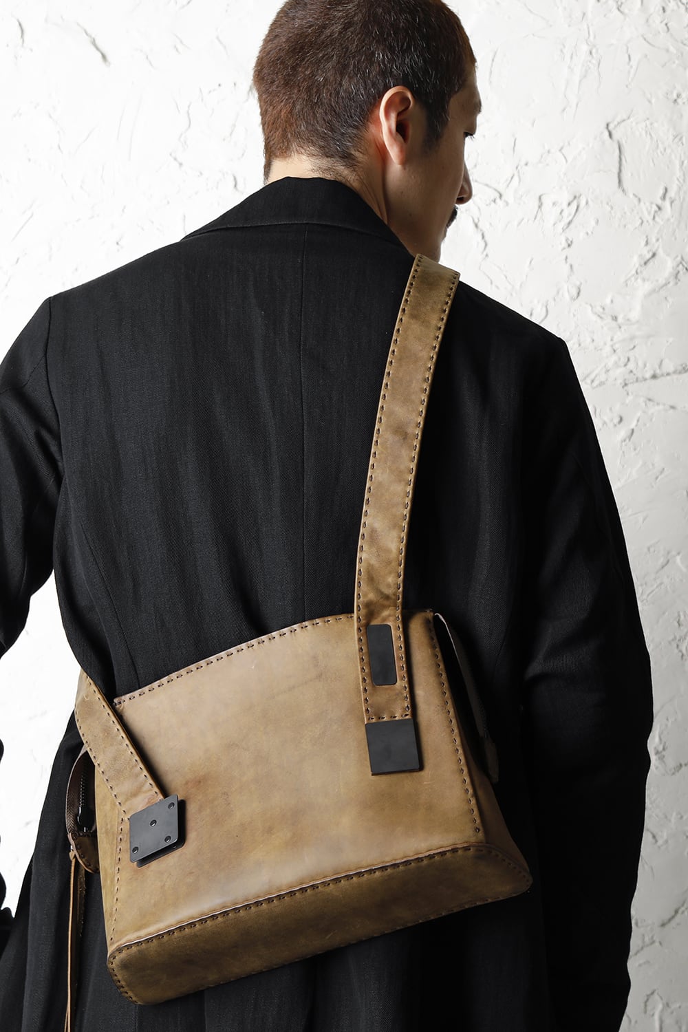 Hand made Messenger Bag Cow Leather Dark Olive