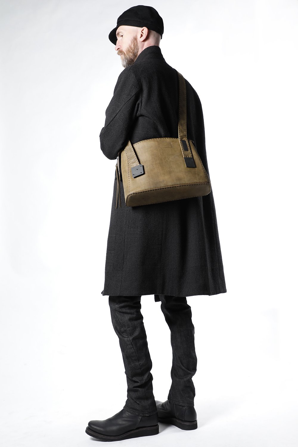 Hand made Messenger Bag Cow Leather Dark Olive