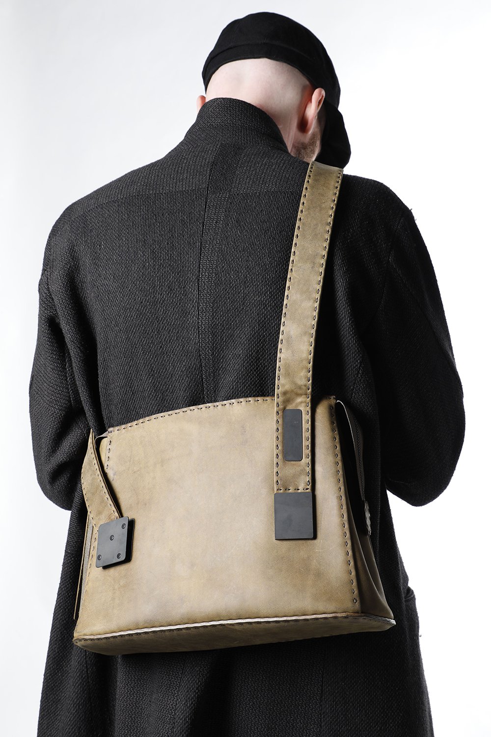 Hand made Messenger Bag Cow Leather Dark Olive