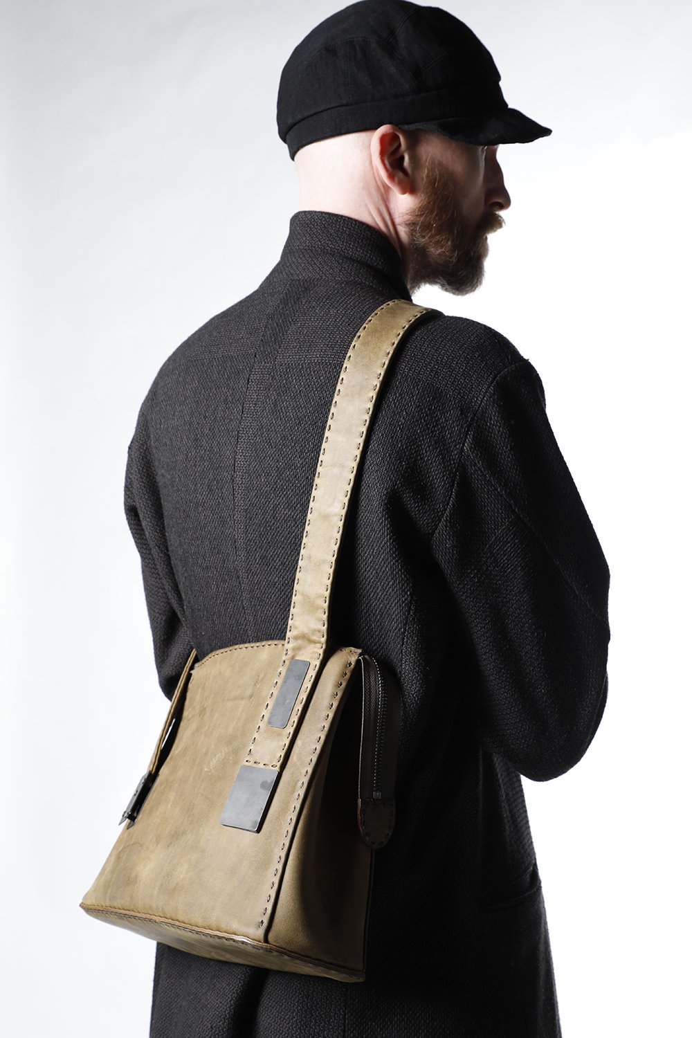 Hand made Messenger Bag Cow Leather Dark Olive