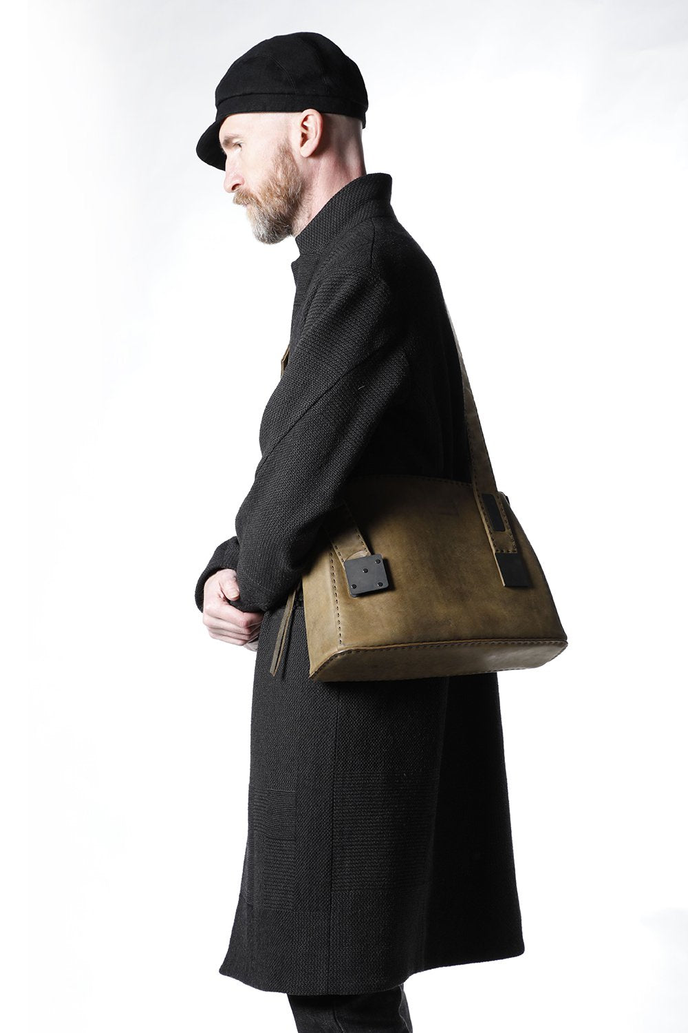 Hand made Messenger Bag Cow Leather Dark Olive