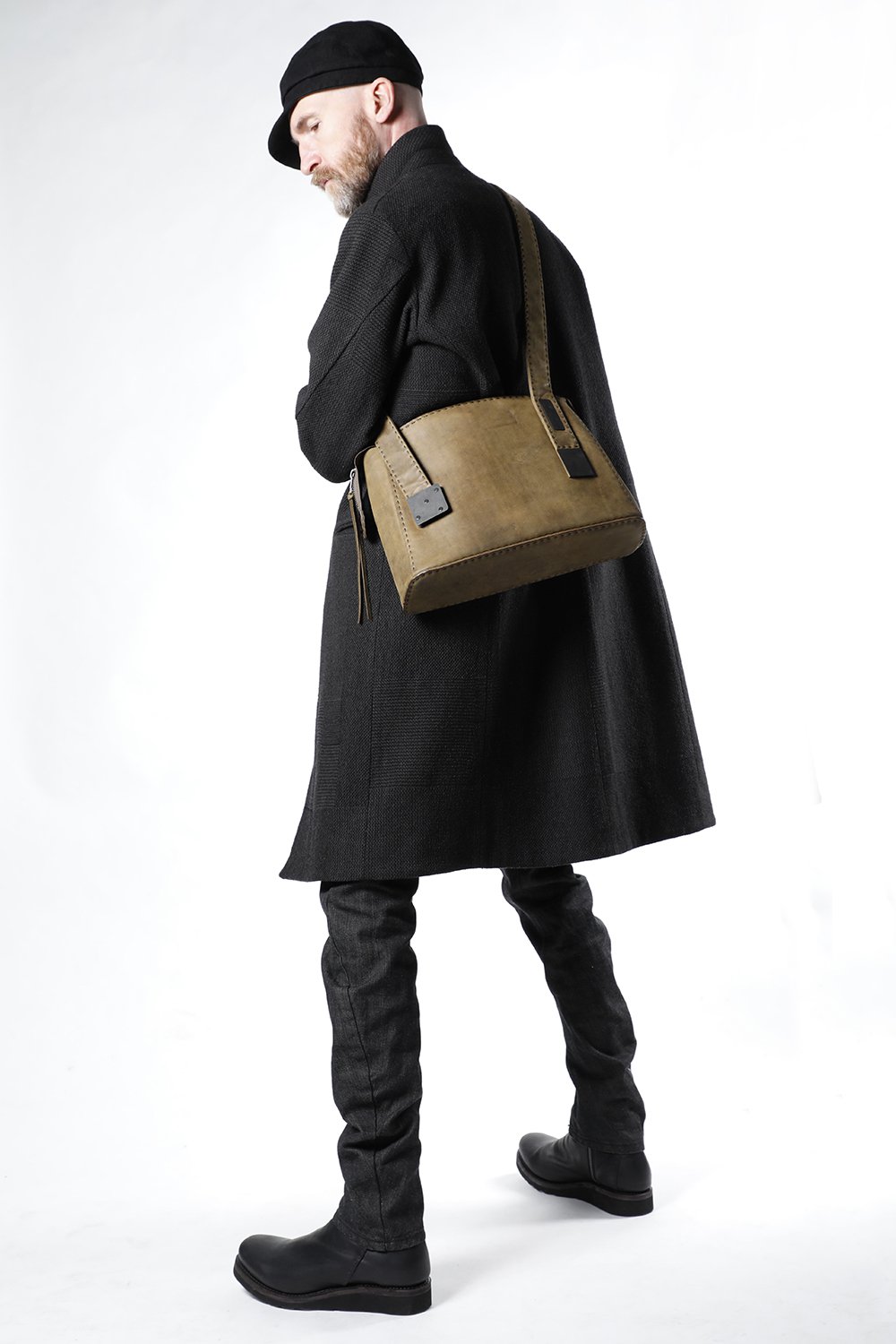 Hand made Messenger Bag Cow Leather Dark Olive