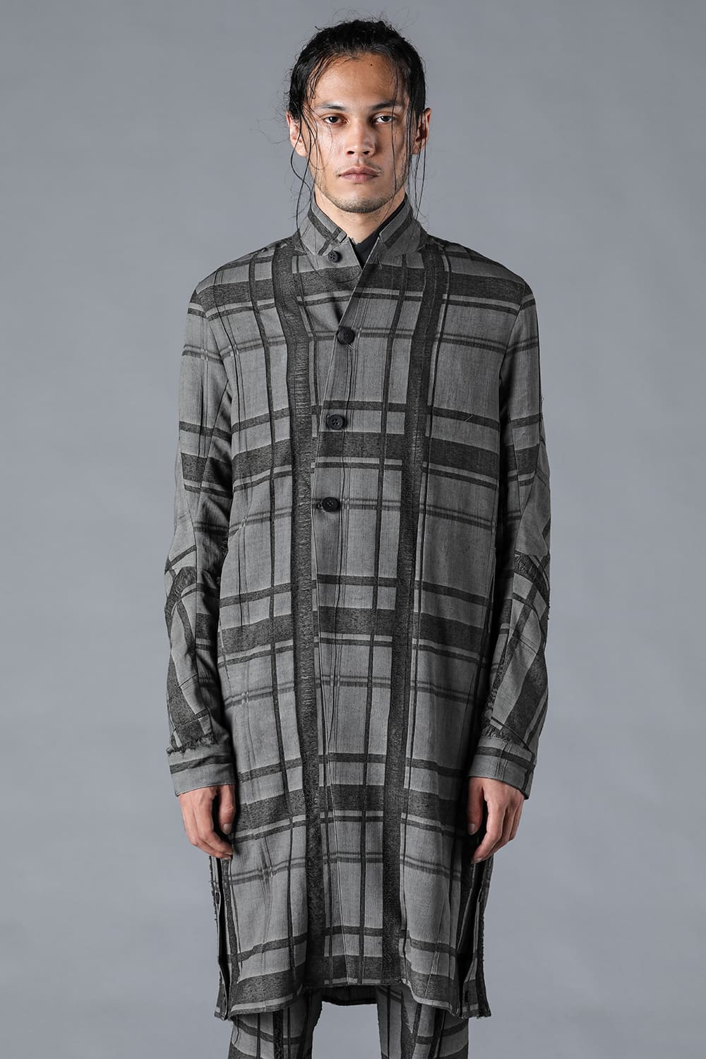 Check Jacquard W-Breasted Shirt Coat