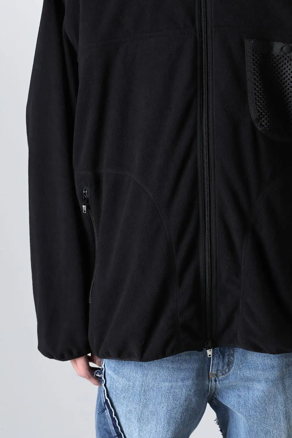 back gusset sleeve full zip fleece jacket.(solid)