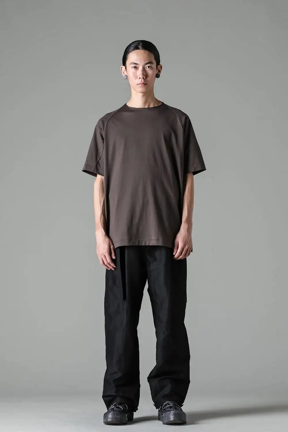 Cuffs baggy pant cotton / linen stripe